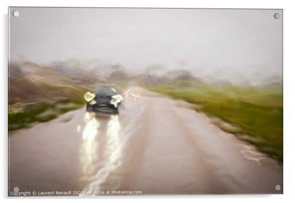 Driving during the rain, producing an impressionistic effect and Acrylic by Laurent Renault