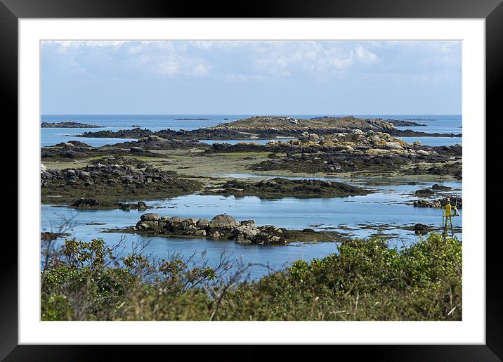 Low tide rocks Iles Chausey Framed Mounted Print by Gary Eason