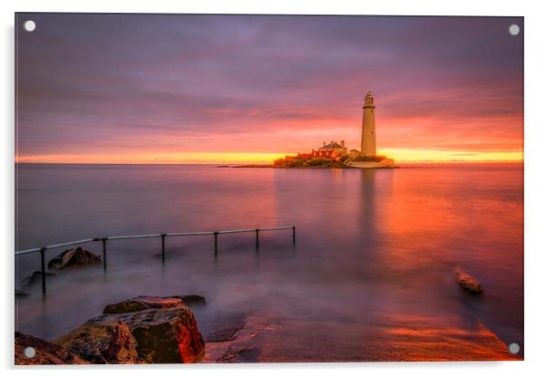 St Mary's Lighthouse Whitley Bay Acrylic by Tim Hill