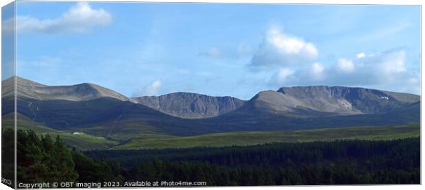 Cairngorm Mountains Ridge & Glenmore Skiing, From Loch Morlich Scottish Highlands  Canvas Print by OBT imaging