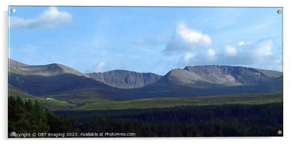 Cairngorm Mountains Ridge & Glenmore Skiing, From Loch Morlich Scottish Highlands  Acrylic by OBT imaging