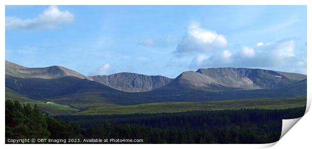 Cairngorm Mountains Ridge & Glenmore Skiing, From Loch Morlich Scottish Highlands  Print by OBT imaging