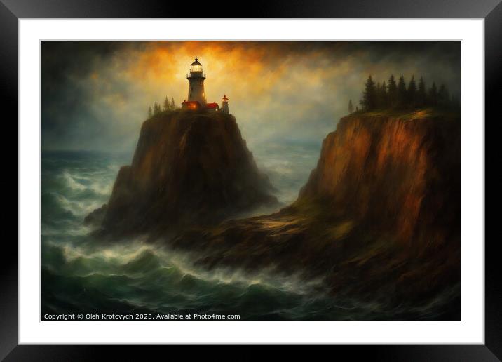 Lighthouse on the cliff I Framed Mounted Print by Olgast 