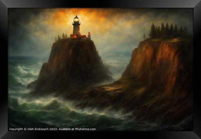 Lighthouse on the cliff I Framed Print by Olgast 