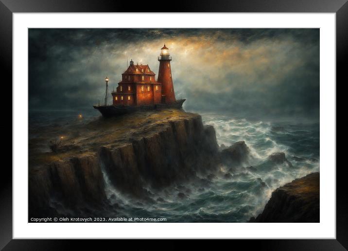 Lighthouse on the cliff III Framed Mounted Print by Olgast 