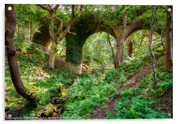 Abandoned Viaduct at Hoghton Bottoms, Preston, Lancashire, UK (Nature Taking Over) Acrylic by Shafiq Khan