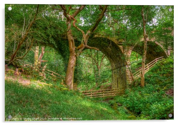 Abandoned Viaduct at Hoghton Bottoms, Preston, Lancashire, UK (Nature Taking Over) Acrylic by Shafiq Khan
