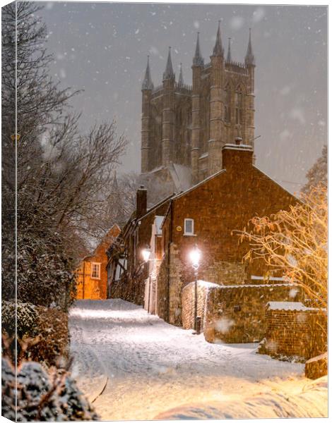 Lincoln and Lincoln Cathedral in the snow Canvas Print by Andrew Scott