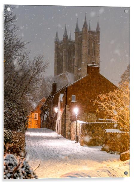 Lincoln and Lincoln Cathedral in the snow Acrylic by Andrew Scott