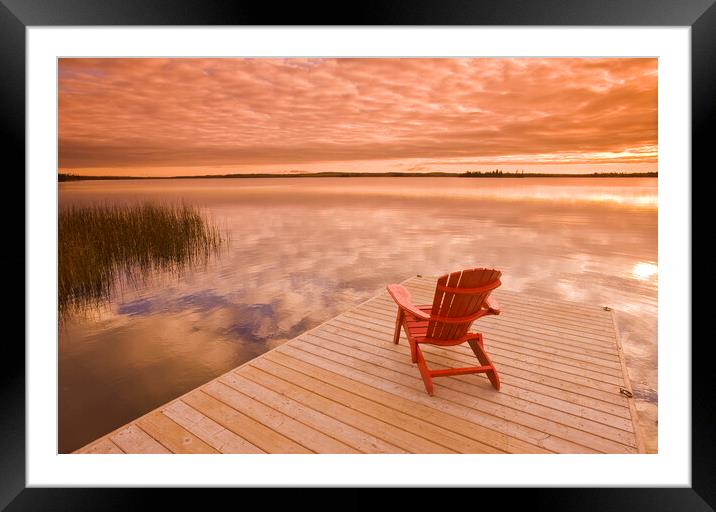 chair on dock Framed Mounted Print by Dave Reede