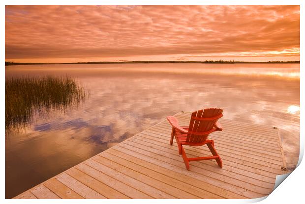 chair on dock Print by Dave Reede