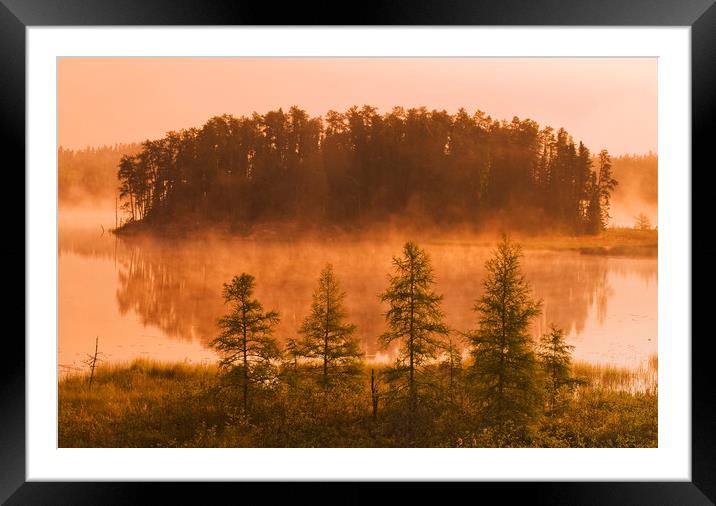 Misty Lake Framed Mounted Print by Dave Reede