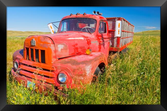 old red farm truck Framed Print by Dave Reede