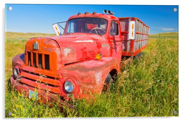 old red farm truck Acrylic by Dave Reede