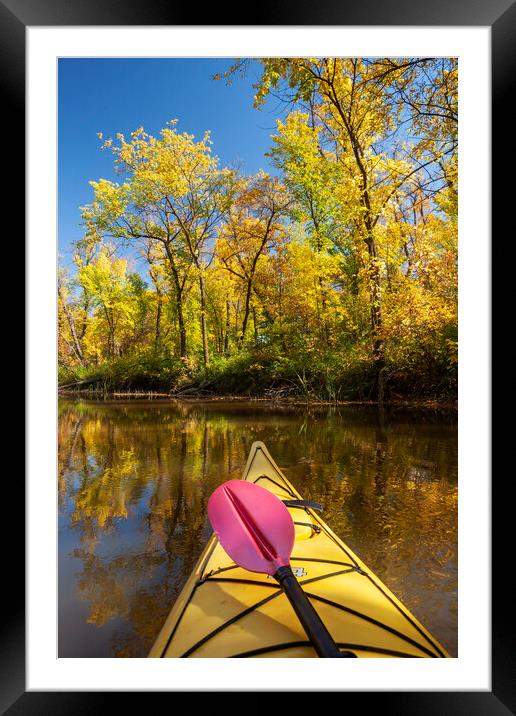kayaking on the the Seine River Framed Mounted Print by Dave Reede