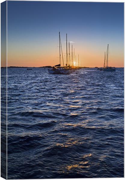 Sunset moorings Chausey Canvas Print by Gary Eason