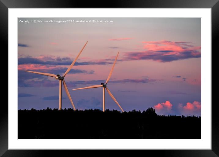 Wind towers at Dusk Framed Mounted Print by Kristina Kitchingman