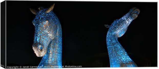 The Kelpies Beautiful in Blue Canvas Print by Janet Carmichael