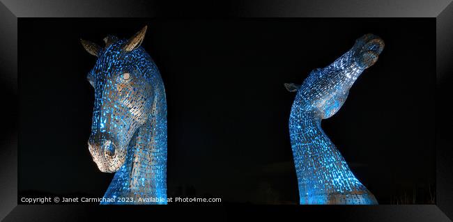 The Kelpies Beautiful in Blue Framed Print by Janet Carmichael