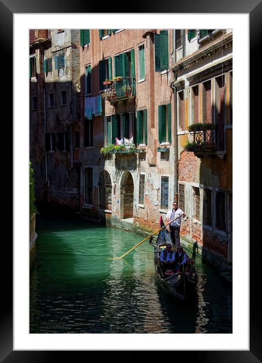 Gondola Ride in Venice Italy Framed Mounted Print by John Gilham