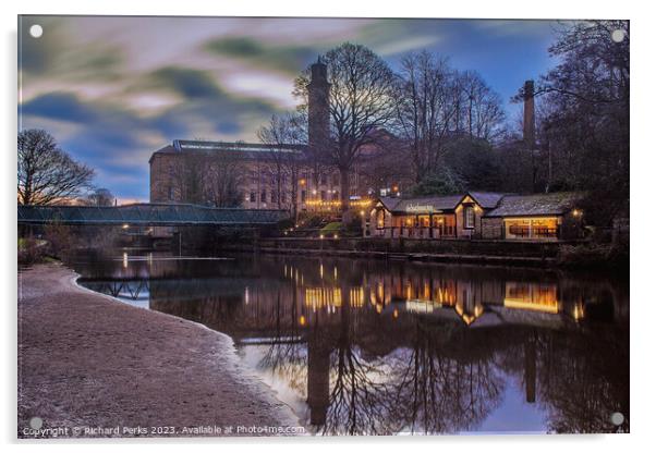 Winter Days at Salts Mill and The Boathouse Inn Acrylic by Richard Perks