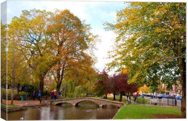 Autumn Trees Bourton on the Water Cotswolds Gloucestershire Canvas Print by Andy Evans Photos