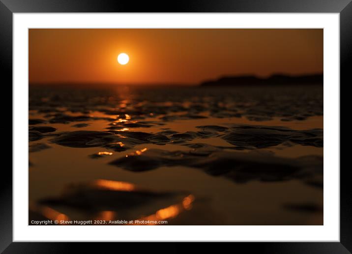 Sunset Arcoss The Sand at Pembrey Beach Wales Framed Mounted Print by Steve Huggett