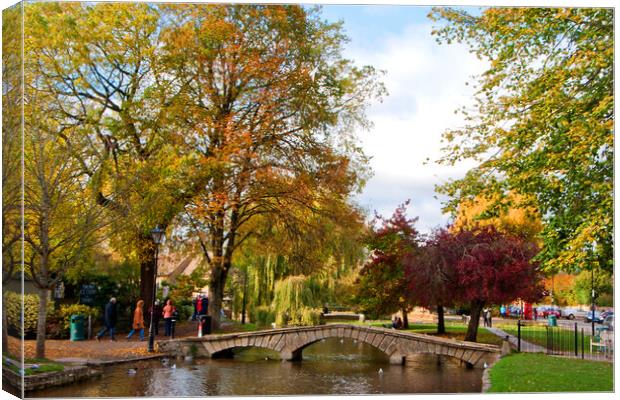 Autumn Trees Bourton on the Water Cotswolds Gloucestershire Canvas Print by Andy Evans Photos