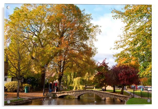 Autumn Trees Bourton on the Water Cotswolds Gloucestershire Acrylic by Andy Evans Photos