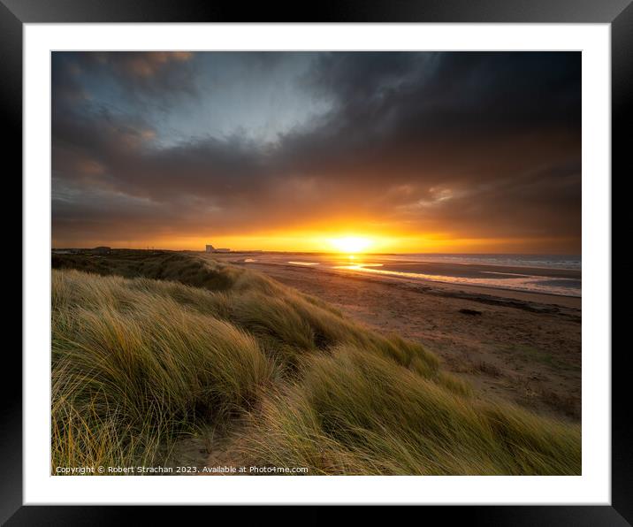 Stevenston dunes sunrise Framed Mounted Print by Robert Strachan