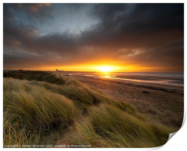 Stevenston dunes sunrise Print by Robert Strachan