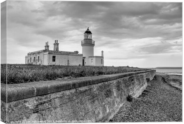 Chanonry Point Lighthouse Mono Canvas Print by Ian Homewood
