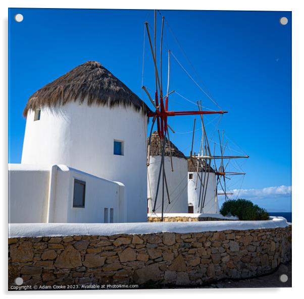 The Windmills of Mykonos | Greece Acrylic by Adam Cooke