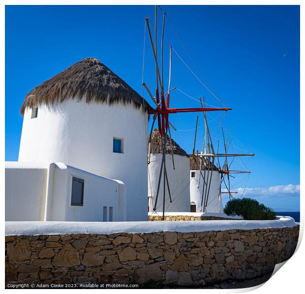 The Windmills of Mykonos | Greece Print by Adam Cooke