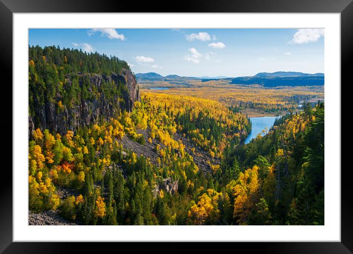 autumn, Ouimet Canyon Framed Mounted Print by Dave Reede