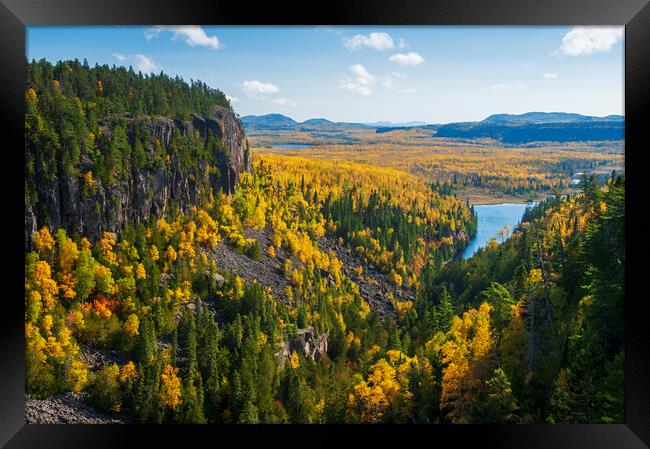 autumn, Ouimet Canyon Framed Print by Dave Reede