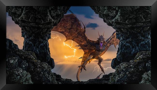 Dragon's Lair Fantasy Art Framed Print by Tim Hill