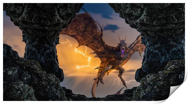 Dragon's Lair Fantasy Art Print by Tim Hill