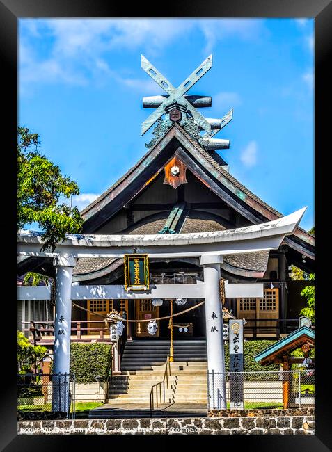 Izumo Taishakyo Mission Japanese Shinto Shrine Honolulu Hawaii Framed Print by William Perry
