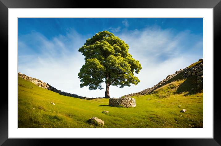 The famous sycamore gap Framed Mounted Print by Guido Parmiggiani