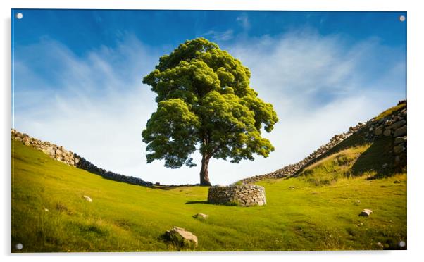 The famous sycamore gap Acrylic by Guido Parmiggiani