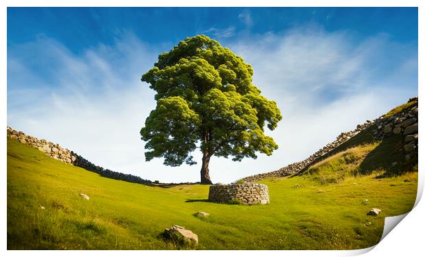 The famous sycamore gap Print by Guido Parmiggiani