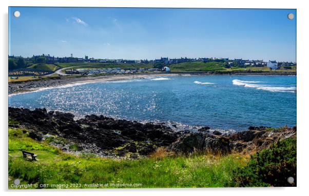 Portsoy Bay, The Back Green & Links Caravan Camping Site Aberdeenshire Scotland Acrylic by OBT imaging