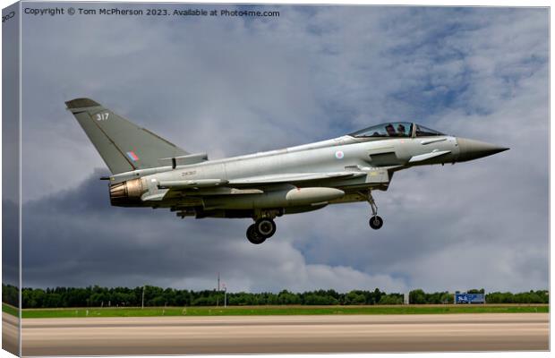 The Typhoon Landing at RAF Lossiemouth Canvas Print by Tom McPherson