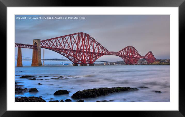 The Forth Bridge at South Queensferry  Framed Mounted Print by Navin Mistry