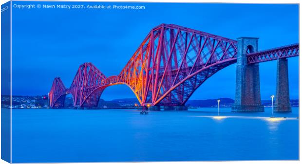 The Forth Bridge South Queensferry Blue Hour Canvas Print by Navin Mistry