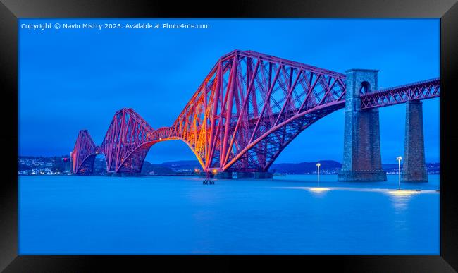 The Forth Bridge South Queensferry Blue Hour Framed Print by Navin Mistry