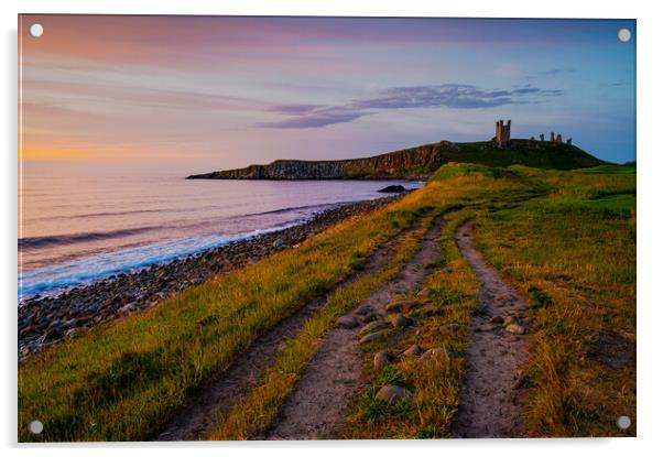 Dunstanburgh Castle at dawn Acrylic by Michael Brookes