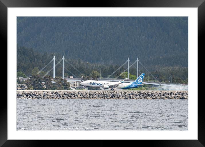 Alaska Airlines Boeing 737 landing at  Sitka Rocky Gutierrez Airport, Alaska, USA Framed Mounted Print by Dave Collins