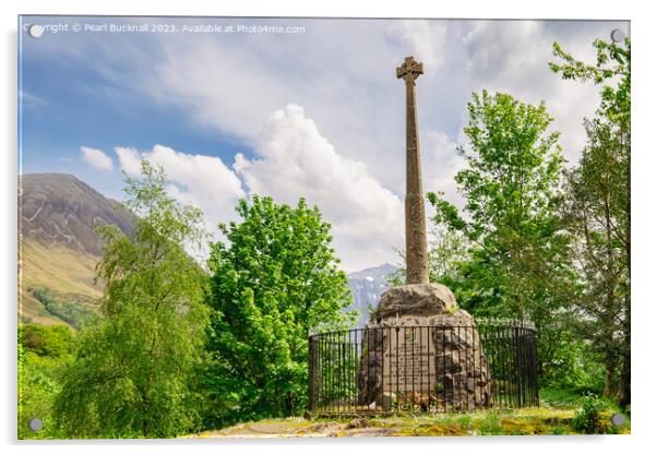 Glen Coe Massacre Monument Glencoe Scotland  Acrylic by Pearl Bucknall